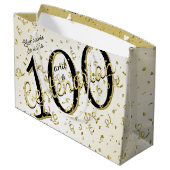 100 Yrsセンテナリア誕生日ブラック/金ゴールド文字 ラージペーパーバッグ (裏面アングル)