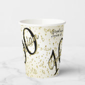 100 Yrsセンテナリア誕生日ブラック/金ゴールド文字 紙コップ (左)