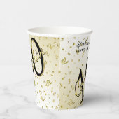 100 Yrsセンテナリア誕生日ブラック/金ゴールド文字 紙コップ (右)