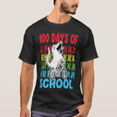 100Days Of School Dinosaur riding bike Tシャツ (正面)