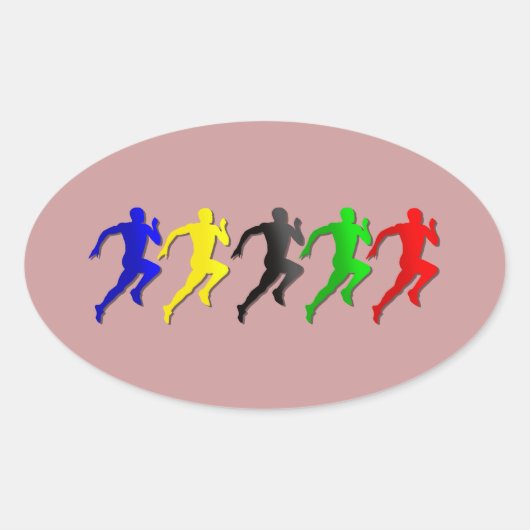 100m 200m 400m 800mランナ走ーズ走 楕円形シール (正面)