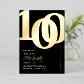 100thエレガントバースデーパーティーフォイル招待状 箔招待状 (立ち正面)