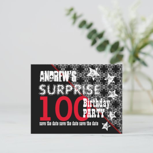 100thサプライズ誕生日日付を保存する対角線W74 案内ポストカード (スタンド正面)