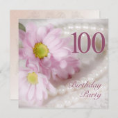 100thデイジーの誕生日のパーティの招待状 招待状 (正面/裏面)