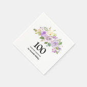 100thバースデーパーティパープルバラフローラ スタンダードカクテルナプキン (角)