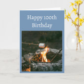 100thバースデーパーティーキャンピングキャンプファイヤーオールドタイマー カード (黄色い花)