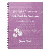 100thバースデーパーティーゲストブックパープルフローラ ノートブック (正面)
