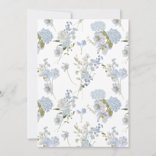 100thバースデーパーティーダスティーエレガントブルーフローラ 招待状 (裏面)