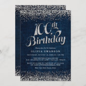 100thバースデーパーティーデニム&ダイヤモンド招待状 招待状 (正面/裏面)