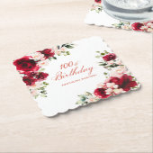 100thバースデーパーティードレッドピンクフローラカスタム ペーパーコースター (アングル)