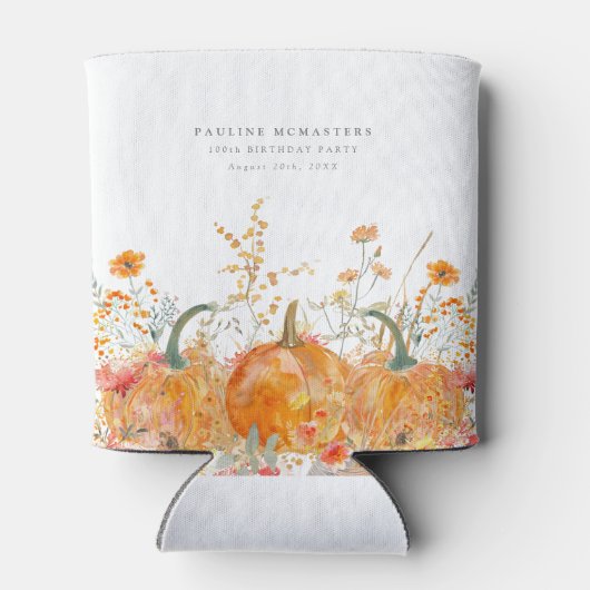 100thバースデーパーティーパンプキンワイルドフラワーカスタム 缶クーラー (裏面)