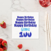 100thバースデーパーティーパーソナライズされた紙ナプキンス スタンダードカクテルナプキン (インサイチュ)