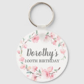 100thバースデーパーティーピンクさくらんぼブロッサムフローラ キーホルダー (正面)