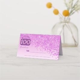 100thバースデーパーティーピンクグリッター プレイスカード