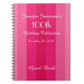 100thバースデーパーティーピンクゲストブックノートブック ノートブック (正面)