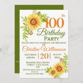 100thバースデーパーティーフローラひまわり 招待状 (正面/裏面)