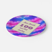 100thバースデーパーティーブライトネオンカラーストライプの ペーパープレート (アングル)