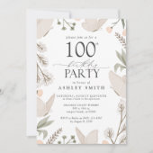 100thバースデーパーティー蝶フローラニュートラル 招待状 (正面)