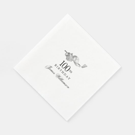 100thパーソナライズされたバースデーパーティーゴルフテーマ スタンダードランチョンナプキン (角)