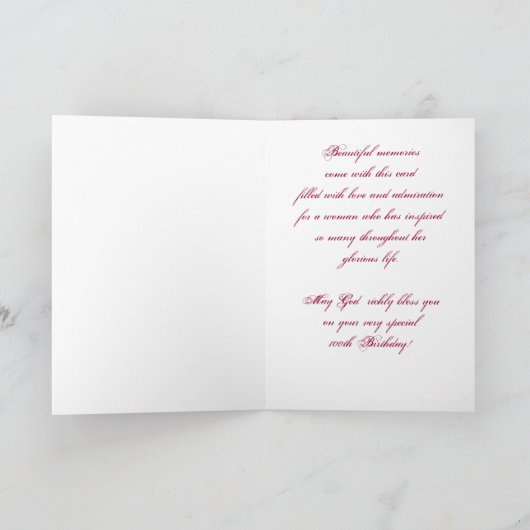 100thレースとの誕生日、ヴィンテージまたは花 カード (内部)