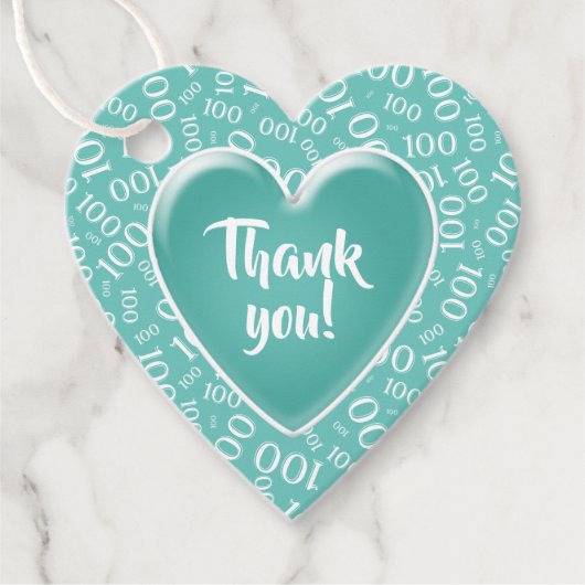 100th乱数パターンティール（緑がかった色）/白 フェイバータグ (正面)