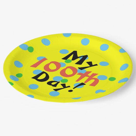 100th学校のお祝いの紙皿の日 ペーパープレート (アングル)