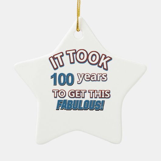 100th年の誕生日のデザイン セラミックオーナメント (正面)