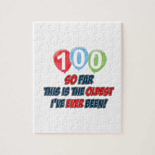 100th歳の誕生日のデザイン ジグソーパズル (縦)