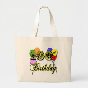100th気球が付いている誕生日のトートバック ラージトートバッグ