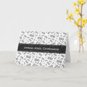 100th白黒誕生日数パターン カード (黄色い花)