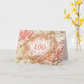 100th真珠および花びらを搭載するバースデー・カード カード (黄色い花)