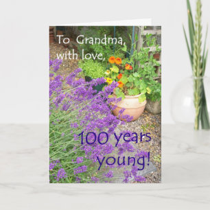 100th祖母-花のためのバースデー・カード カード
