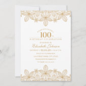 100th誕生会のユニークな金レース 招待状 (正面)