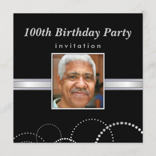 100th誕生会-男らしい写真の招待状 招待状