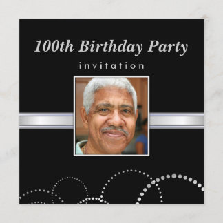 100th誕生会-男らしい写真の招待状 招待状
