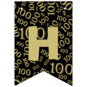 100th誕生日のハッピーバースデーのはっきりしたな金ゴールドおよび黒 バンティングフラッグ (第2の旗)