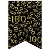 100th誕生日のハッピーバースデーのはっきりしたな金ゴールドおよび黒 バンティングフラッグ (第1の旗)