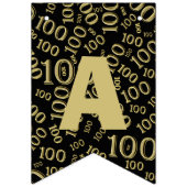 100th誕生日のハッピーバースデーのはっきりしたな金ゴールドおよび黒 バンティングフラッグ (第3の旗)