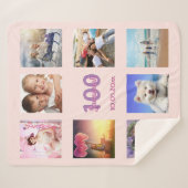 100th誕生日の背景バラ金ゴールド写真コラージュ名 シェルパブランケット (正面(横))