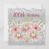 100th誕生日の花の展示及びダイヤモンド 招待状 (正面)