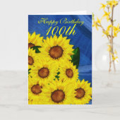 100th誕生日の花の挨拶状のヒマワリ カード (黄色い花)