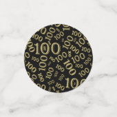 100th誕生日の金ゴールドか黒によって分散させる数パターン コンフェッティ (スモール正面)