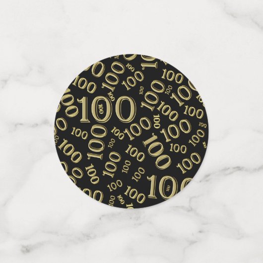 100th誕生日の金ゴールドか黒によって分散させる数パターン コンフェッティ (スモール正面)