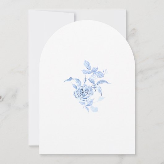 100th誕生日ディナーパーティーブルーフローラアーチ 招待状 (裏面)