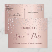 100th誕生日バラ金ゴールドダイヤモンドは日付を保存 ポストカード (正面/裏面)