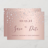 100th誕生日バラ金ゴールドダイヤモンドは日付を保存 ポストカード (正面/裏面)