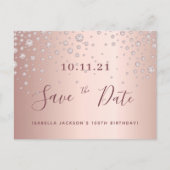 100th誕生日バラ金ゴールドダイヤモンドは日付を保存 ポストカード (正面)