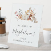 100th誕生日パーティカボチャ秋フラワーウェルカム 台座サイン (インサイチュ)