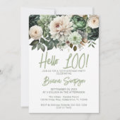 100th誕生日パーティセージグリーンフローラ 招待状 (正面)