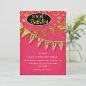 100th誕生日パーティペナントバナー紙吹雪 招待状 (スタンド正面)